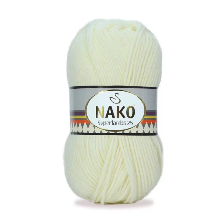 Nako Süperlambs 25 İplik: %25 yün, %75 akrilik, 100 g - 200 m. Kolay örülür, 30°C’de yıkanabilir, zengin renk seçenekleriyle her projeye uygun!