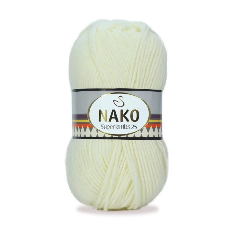 Nako Süperlambs 25 İplik: %25 yün, %75 akrilik, 100 g - 200 m. Kolay örülür, 30°C’de yıkanabilir, zengin renk seçenekleriyle her projeye uygun!