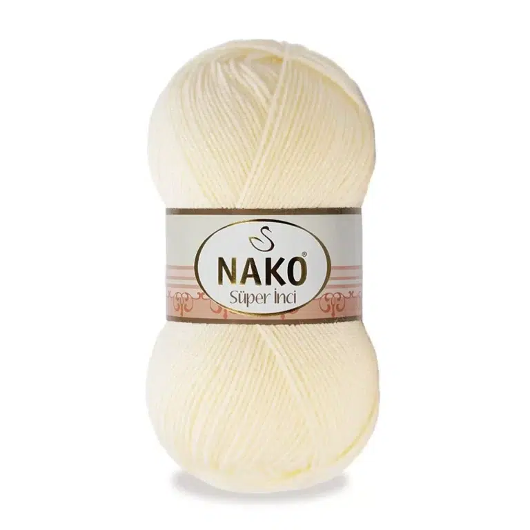 Nako Süper İnci İplik: %25 yün, %75 akrilik, 100 g - 260 m. Kolay örülür, 30°C’de yıkanabilir, zengin renk seçenekleriyle her projeye uygun!