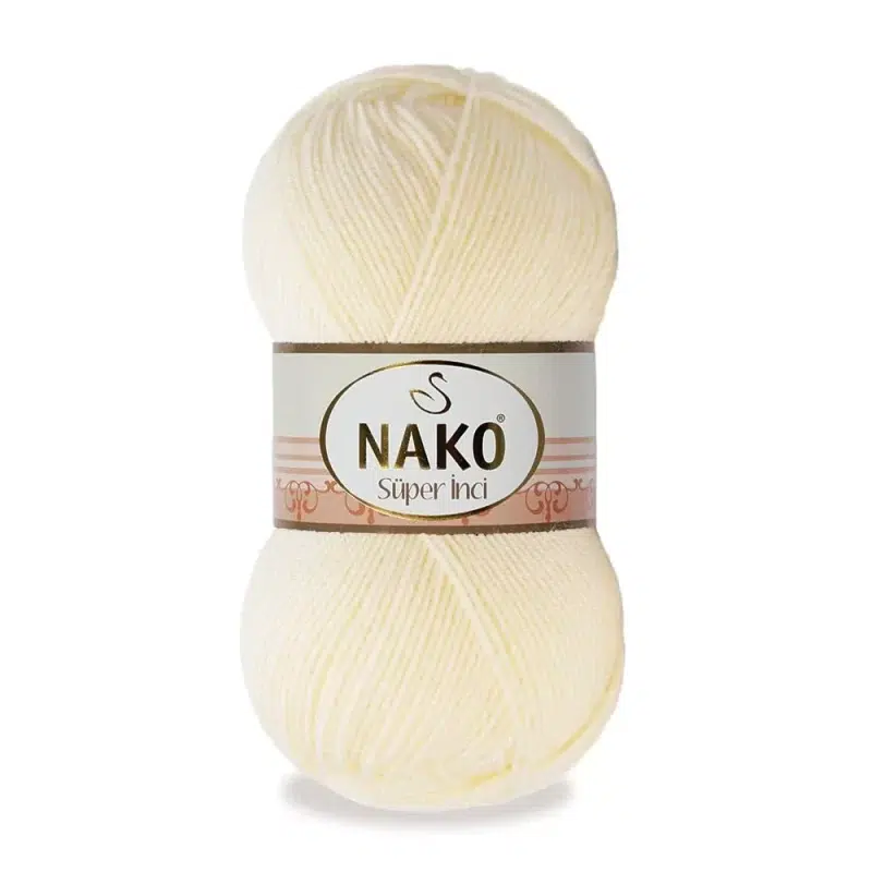 Nako Süper İnci İplik: %25 yün, %75 akrilik, 100 g - 260 m. Kolay örülür, 30°C’de yıkanabilir, zengin renk seçenekleriyle her projeye uygun!