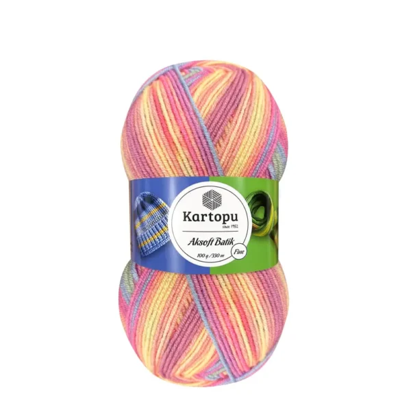 Kartopu Aksoft Batik yumak, kışlık örgü ipi, renkli akrilik iplik