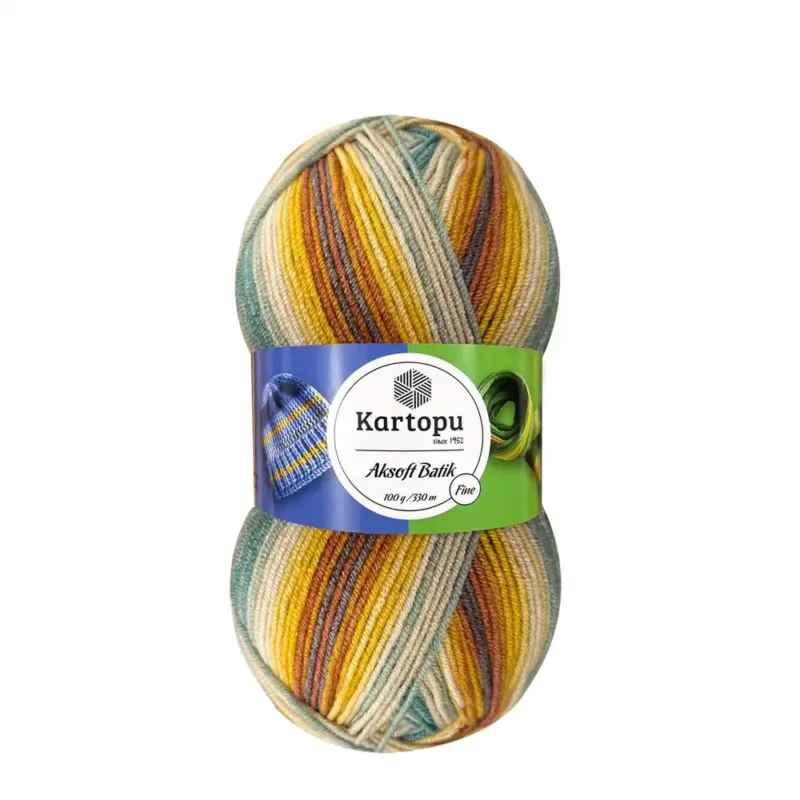 Kartopu Aksoft Batik yumak, kışlık örgü ipi, renkli akrilik iplik