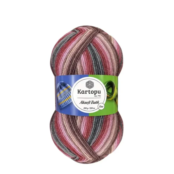Kartopu Aksoft Batik yumak, kışlık örgü ipi, renkli akrilik iplik