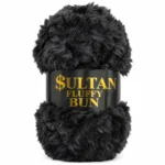 Sultan Fluffy Bun 04 Siyah Kürk El Örgü İpi