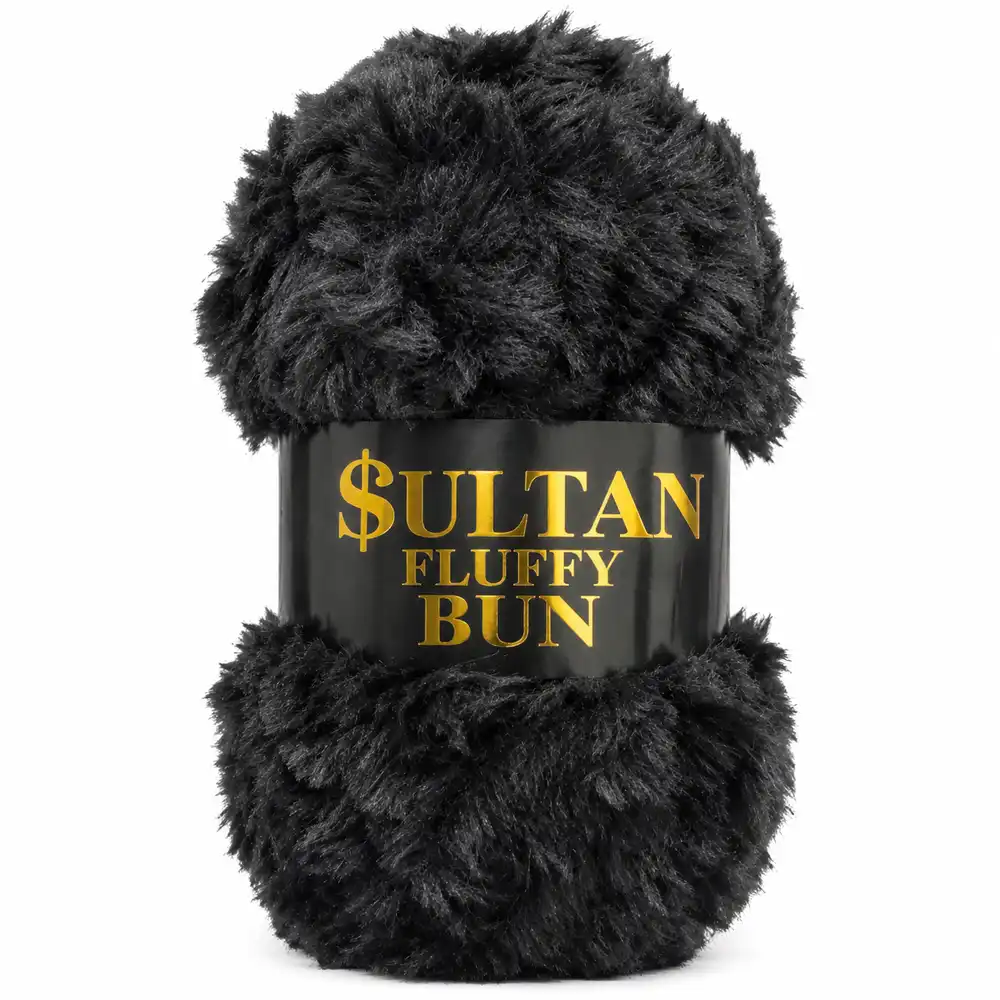 Sultan-fluffy-bun-04 Sultan Fluffy Bun 04 Siyah Kürk El Örgü İpi - Görsel 1
